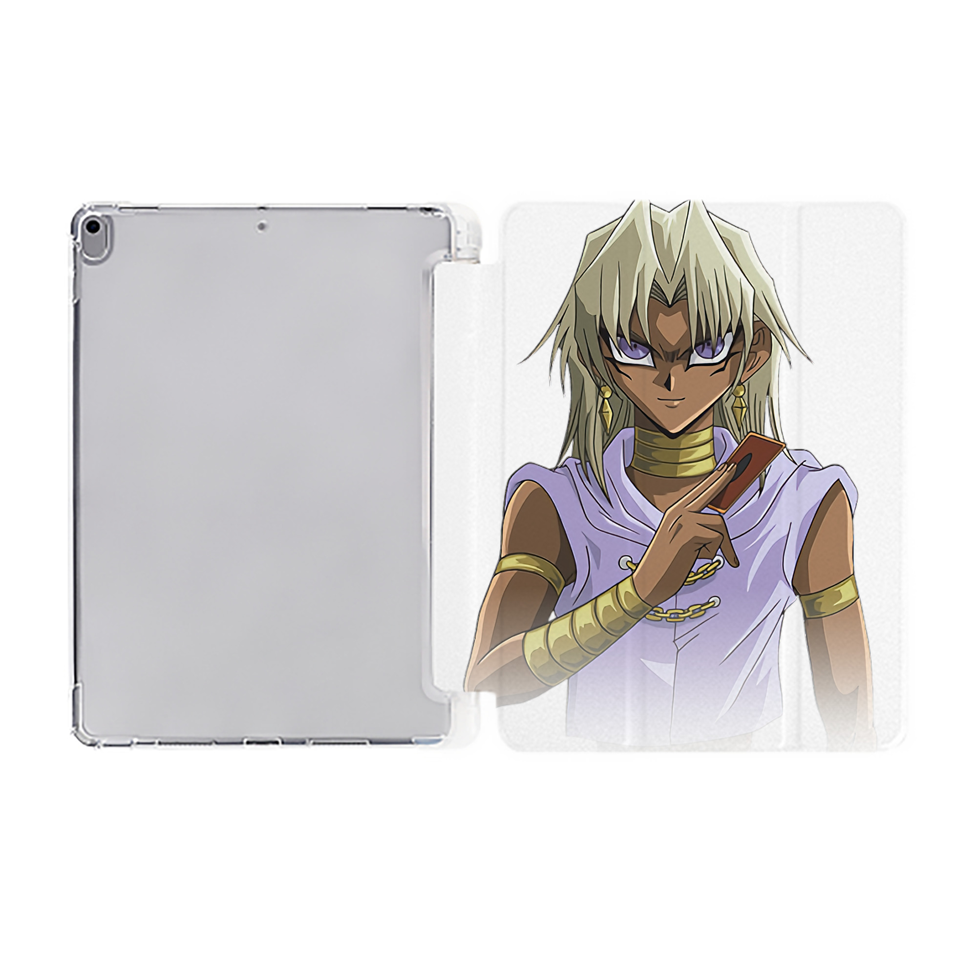 （画像用） 遊☆戯☆王 Yu-Gi-Oh! IPad ケース ペン収納付き 三つ折りスタンド PUレザー×シリコン 対応機種9.5/10.5/10.9インチ